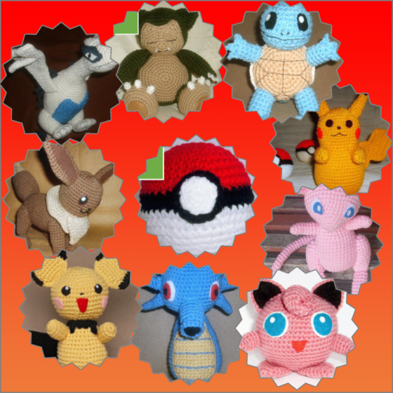 Hæklede Pokemon figurer